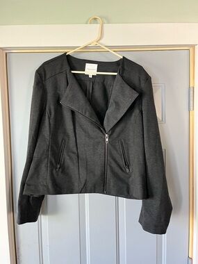 Catherine Malandrino Black Asymmetrical Zip Jacket